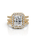 Radiant-Cut Halo Ring with Triple Band Design