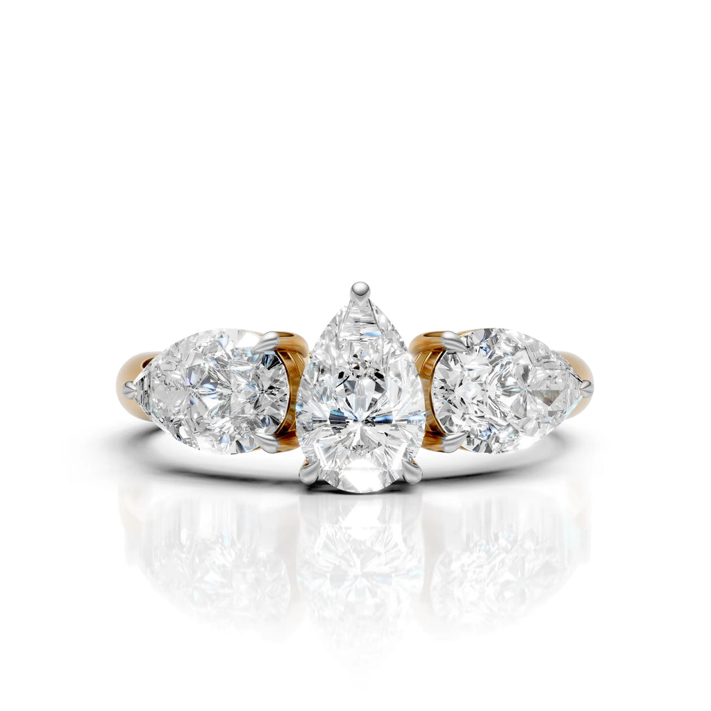 Classic Three Stone Pear Diamond Ring