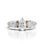Classic Three Stone Pear Diamond Ring