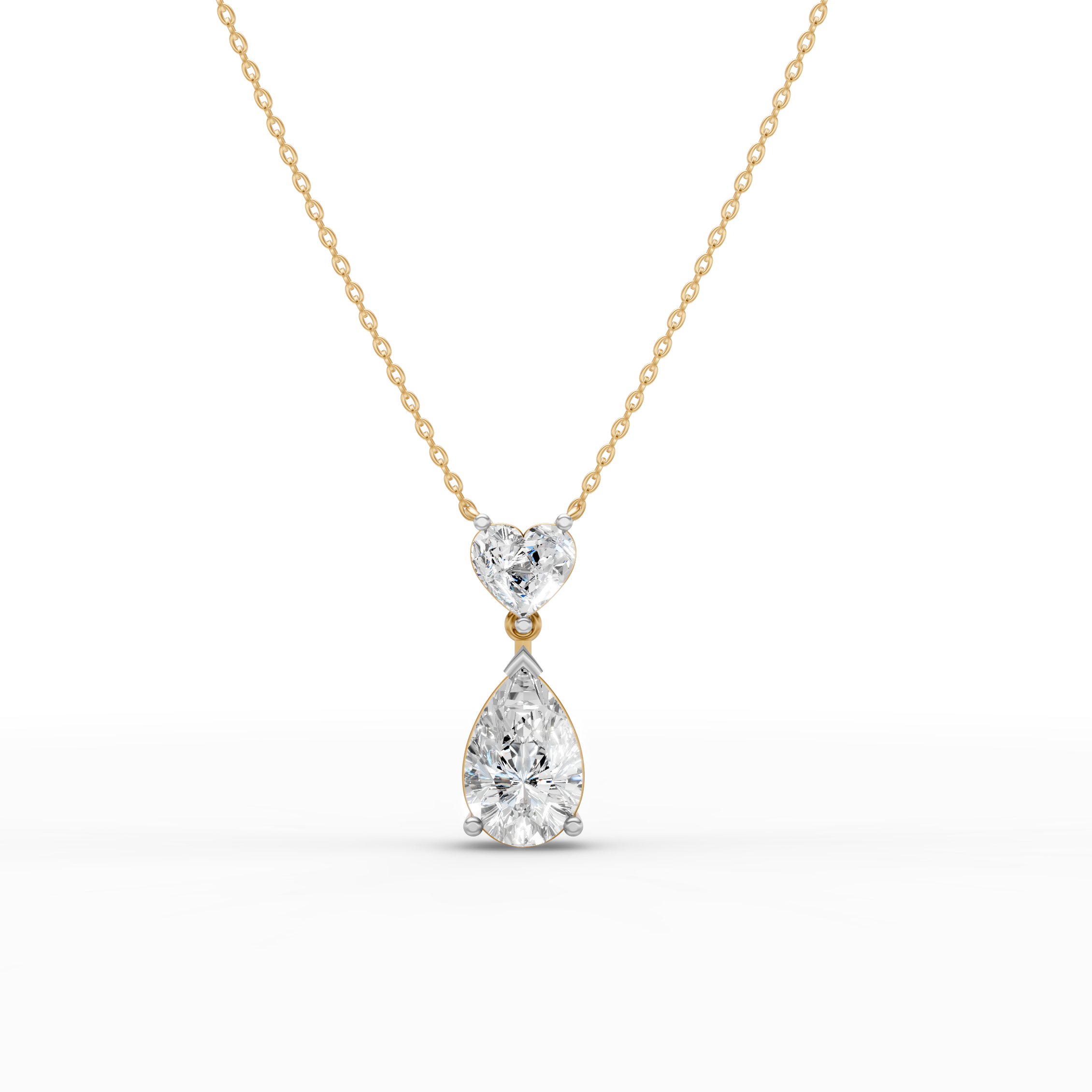 925 Sterling Silver Heart & Pear Drop Moissanite Diamond  Pendant