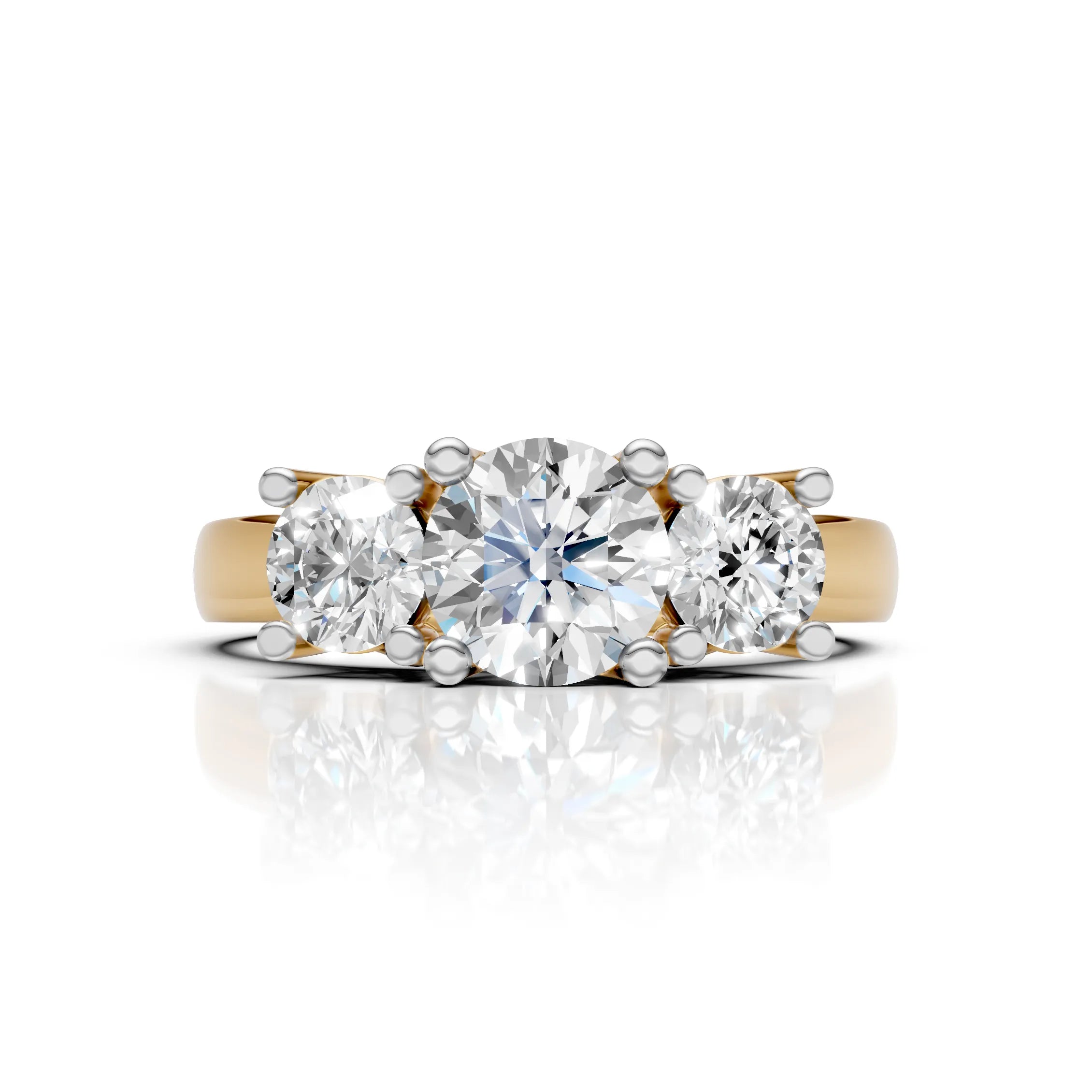 Elegant Round Cut Three Stone Diamond Ring