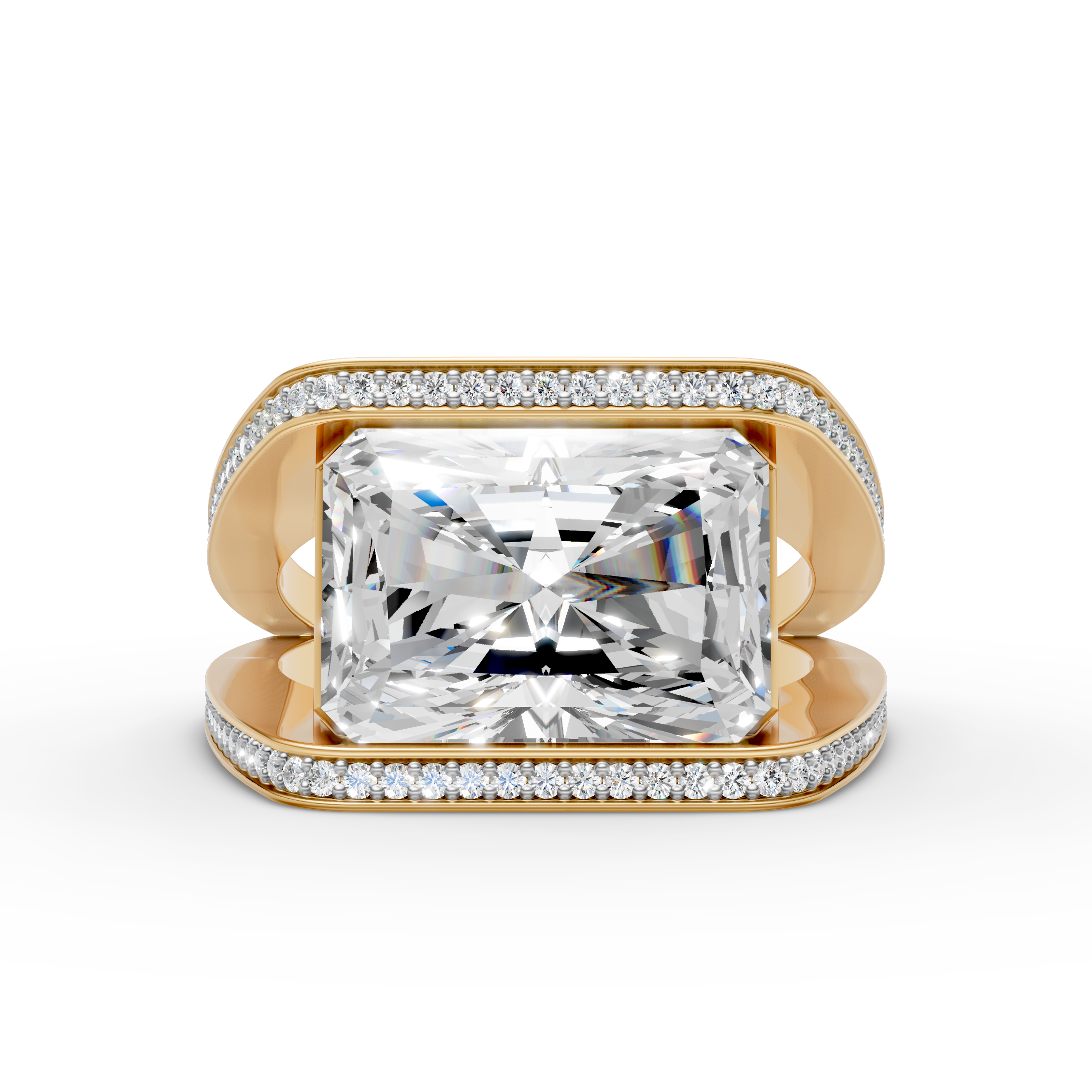 925 Sterling Silver Radiant Frame Moissanite Diamond Ring