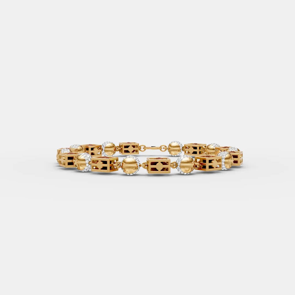 Rudraksha & Moissanite Link Bracelet – Divine Style with Spiritual Power
