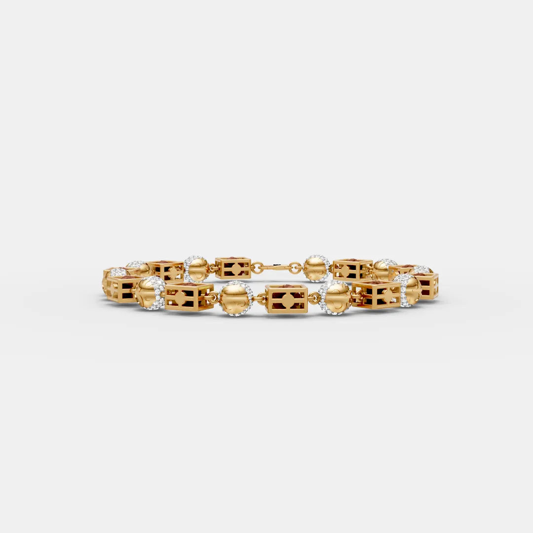 Rudraksha & Moissanite Link Bracelet – Divine Style with Spiritual Power