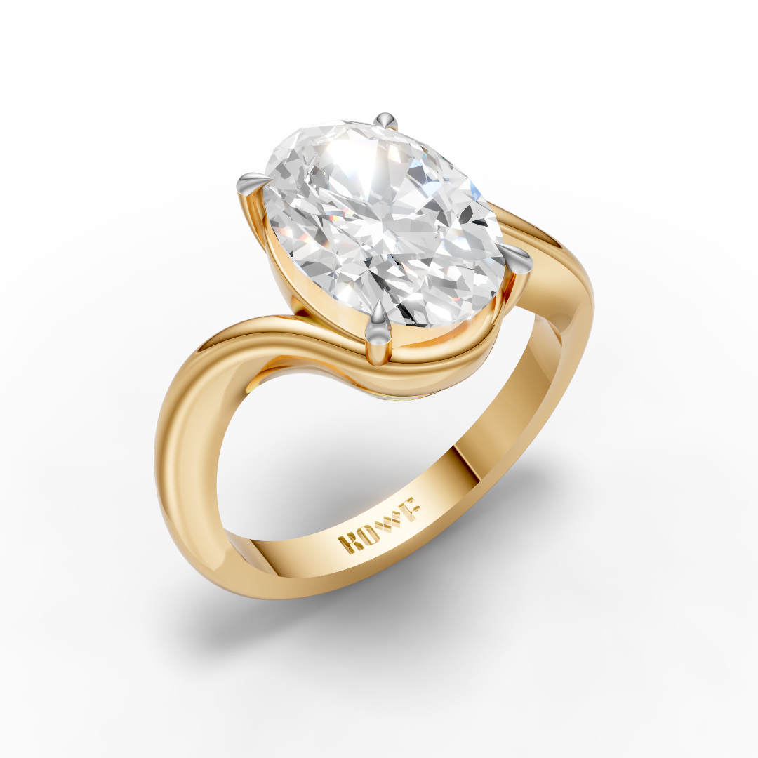 925 Sterling Silver Oval Solitaire Moissanite Diamond Ring