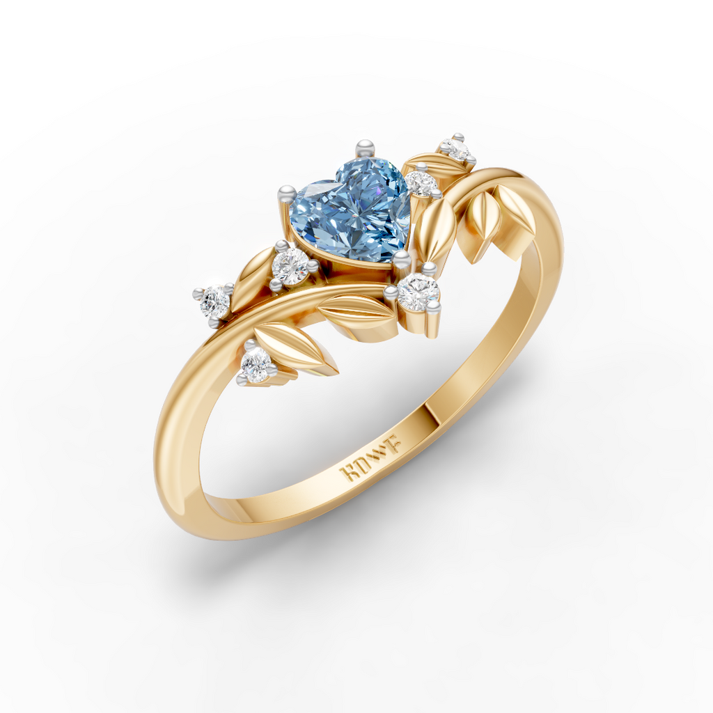 Blue Heart Leaf Ring