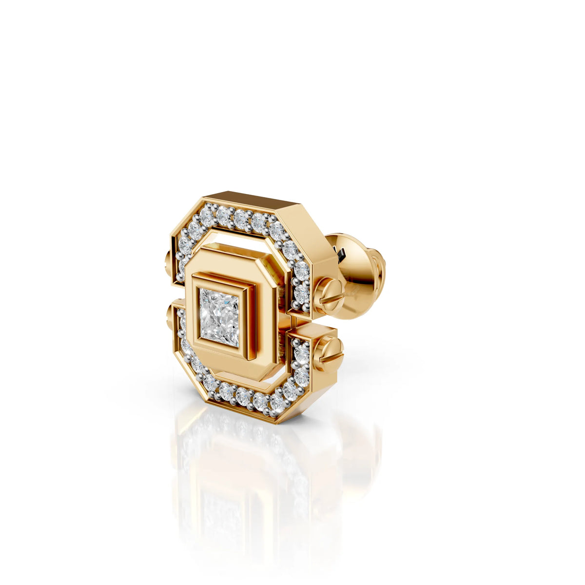 Princess Cut Geometric Diamond Stud (1 PC)