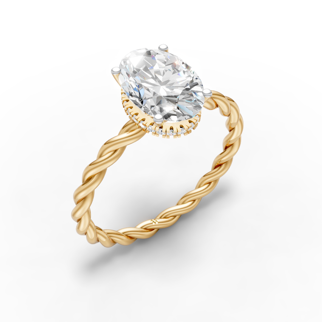 Twisted Oval Solitaire Ring