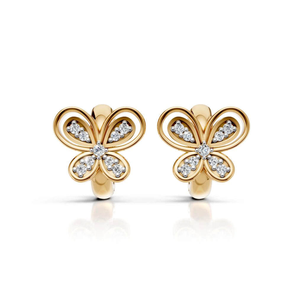 Diamond Butterfly Huggie Hoop Earrings