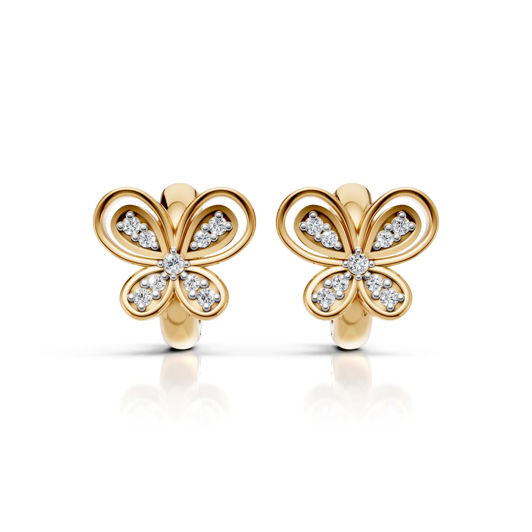 Diamond Butterfly Huggie Hoop Earrings