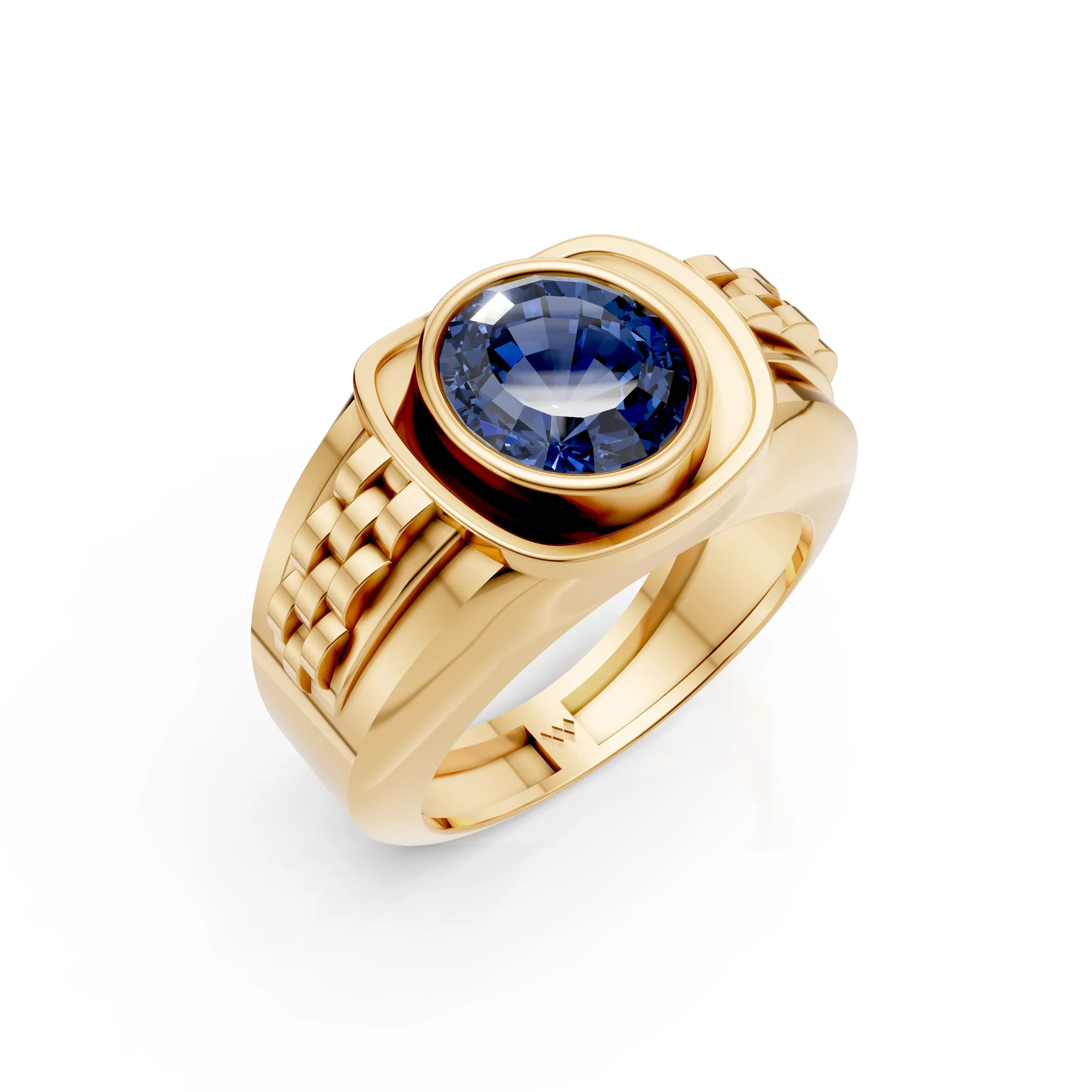 Silver Ring with Blue CZ Diamond