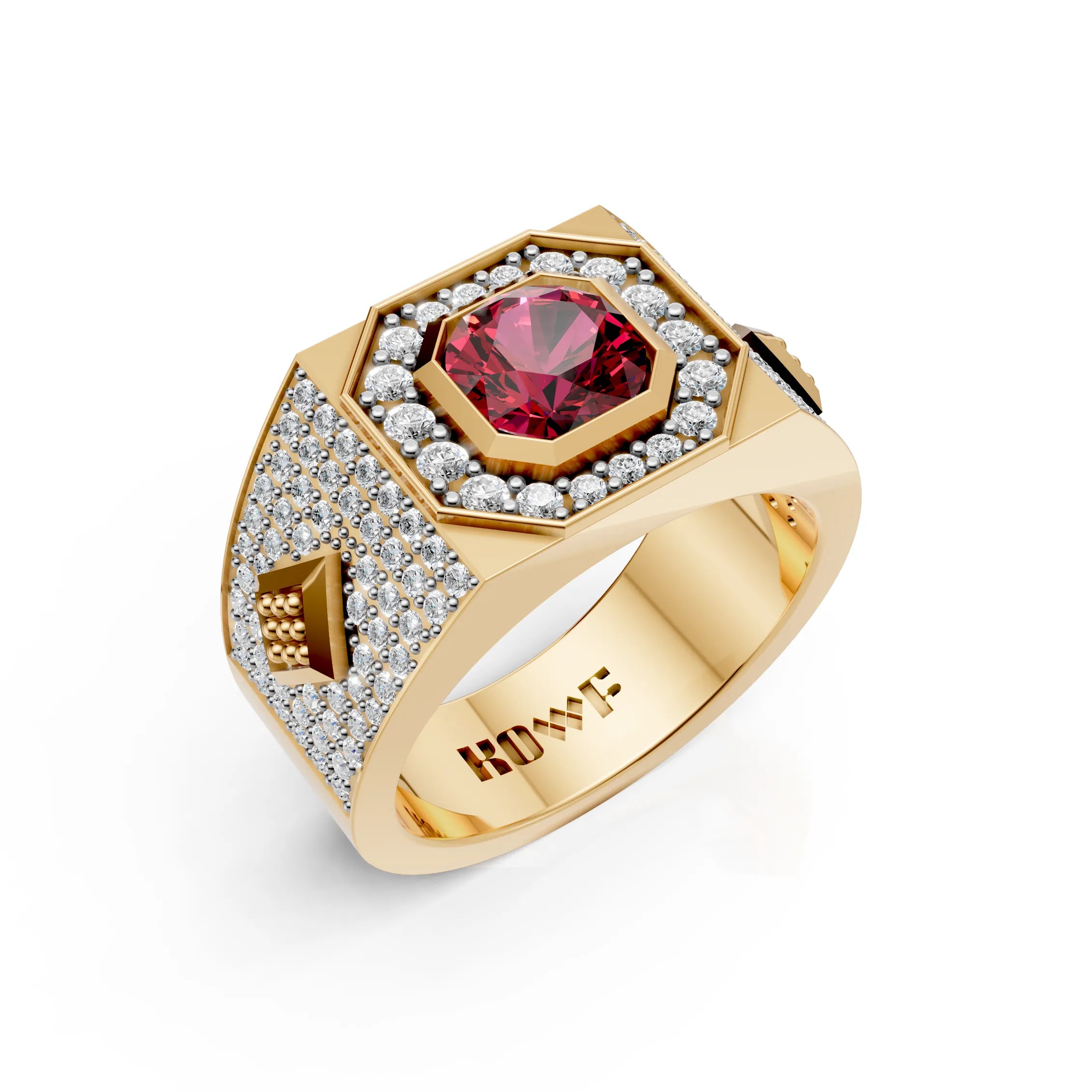 Brilliance with Blood-Red Center Stone Ring