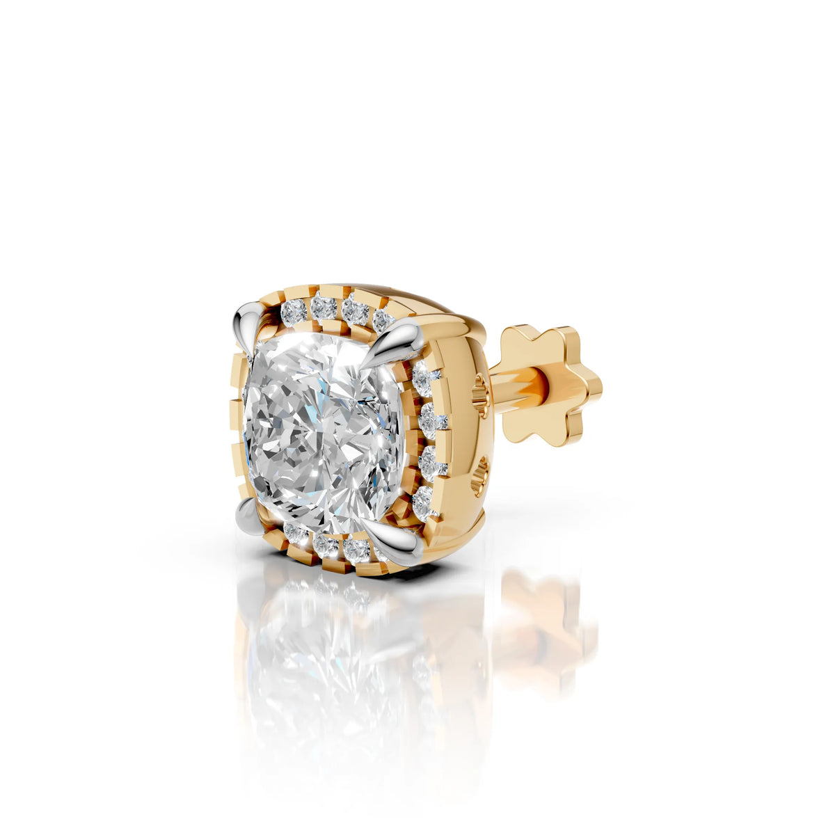 Cushion Cut Halo Diamond Stud (1 PC)