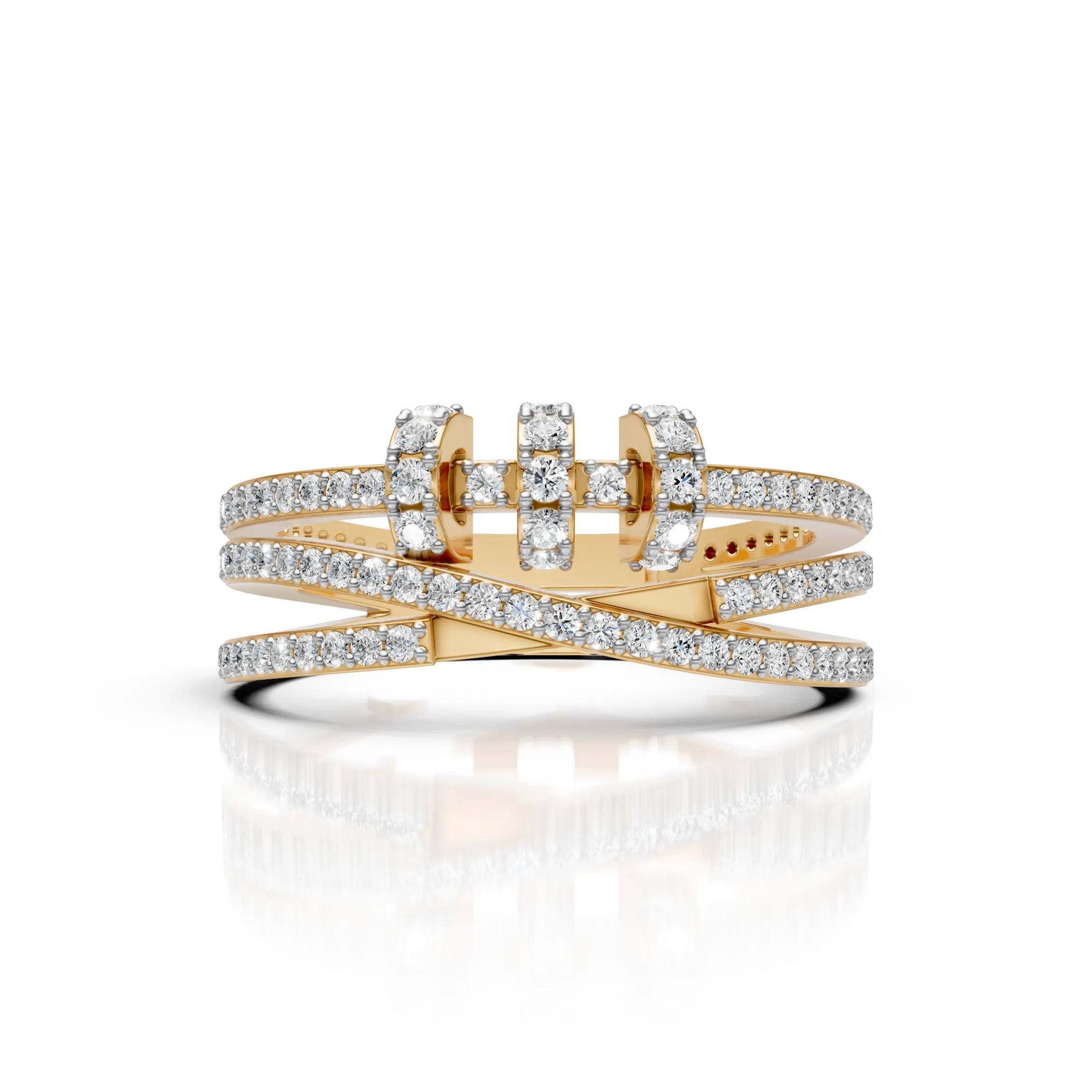 Criss Cross Multi Row Diamond Ring