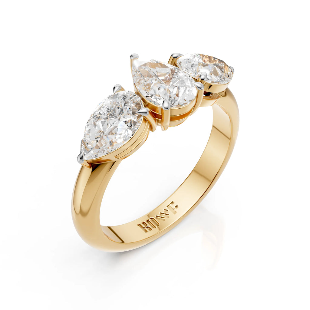 Classic Three Stone Pear Diamond Ring