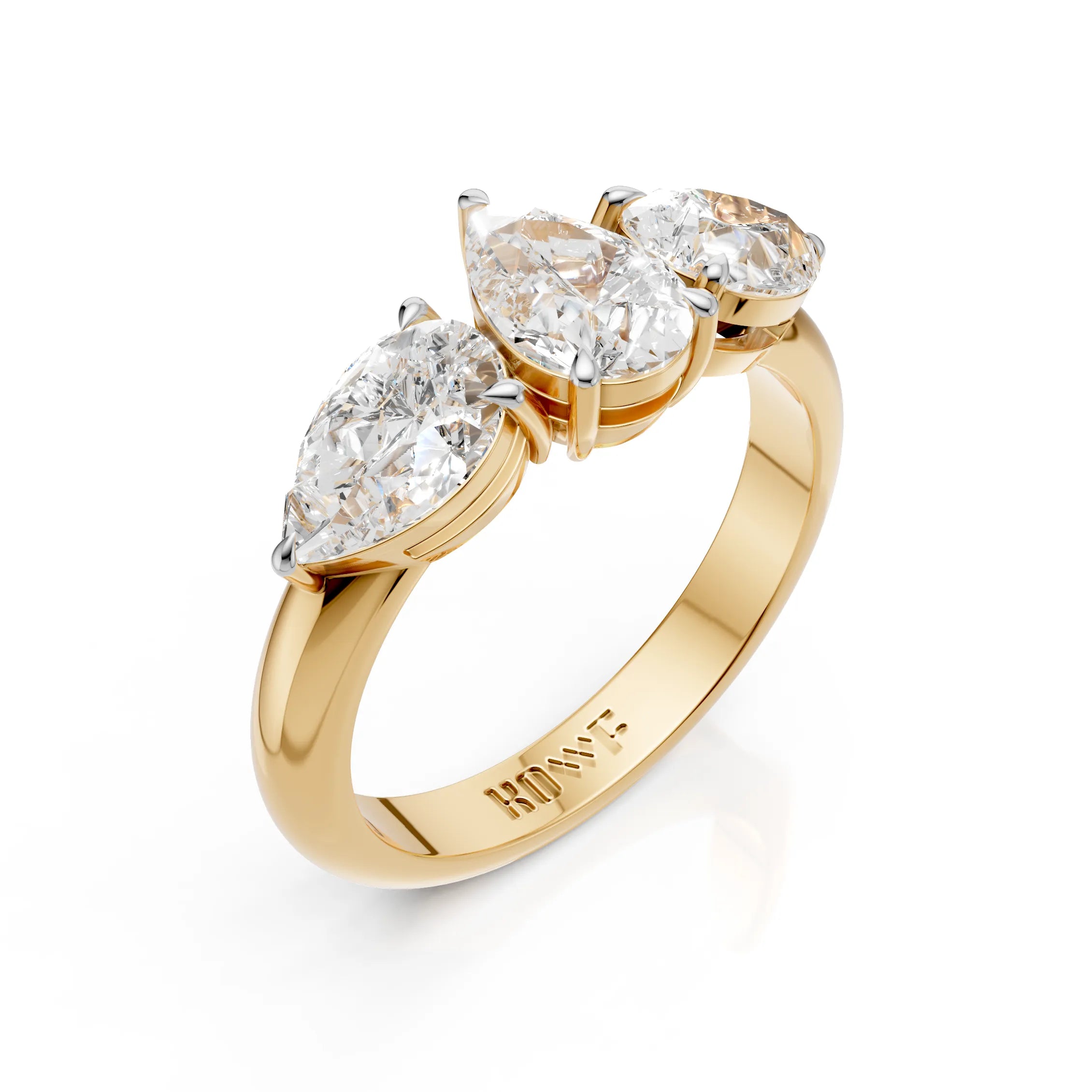 Classic Three Stone Pear Diamond Ring