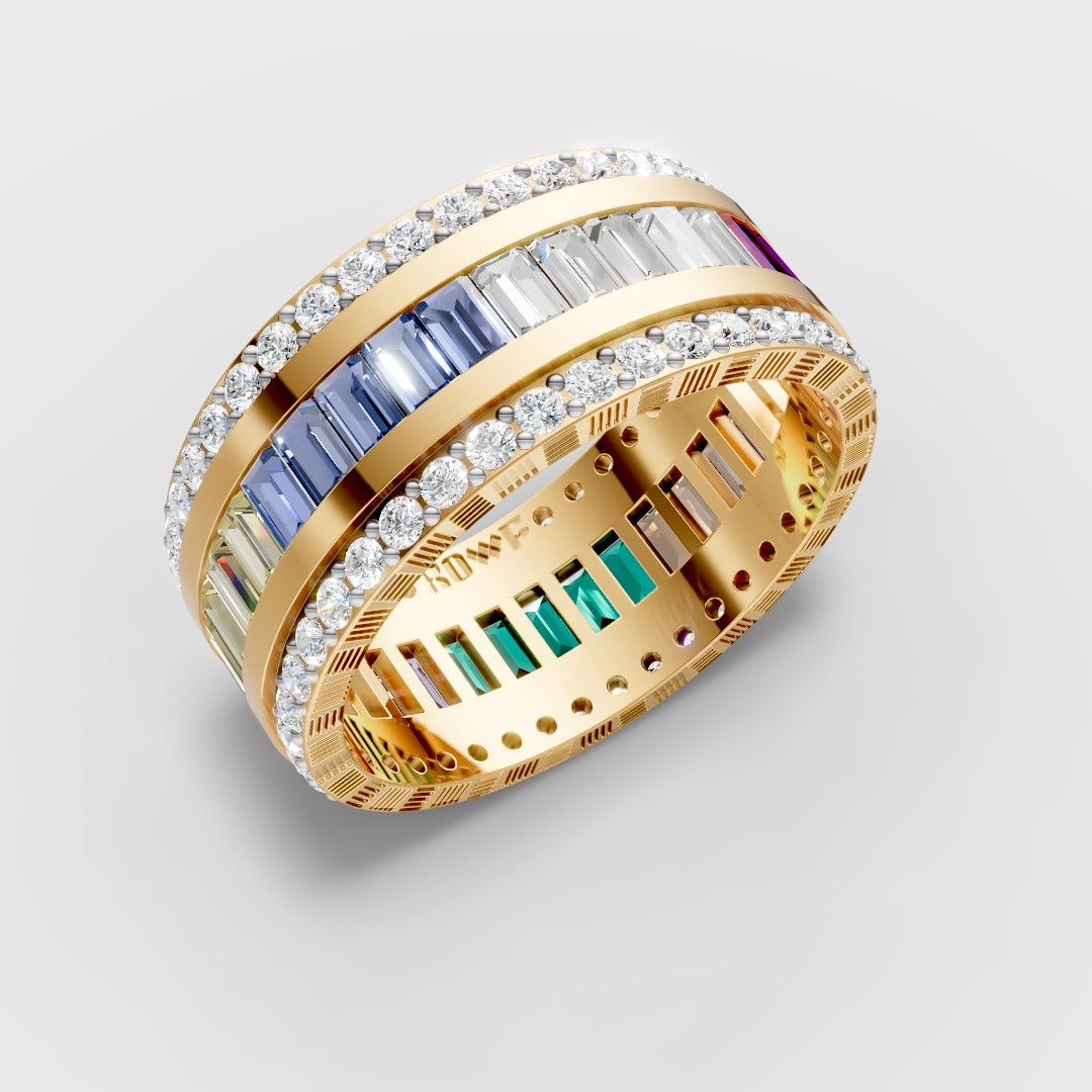 Multi-Color Baguette Eternity Band Ring