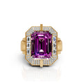 Regal Emerald-Cut Purple Stone Halo Ring