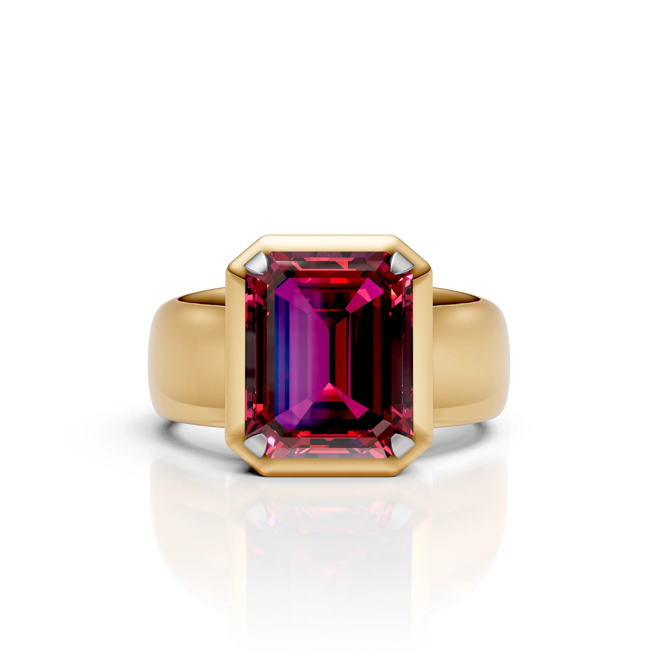 Red Emerald-Cut Ring