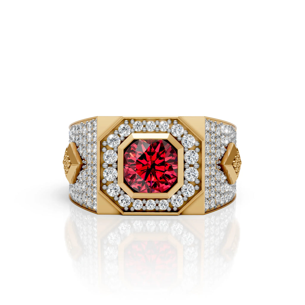 Brilliance with Blood-Red Center Stone Ring