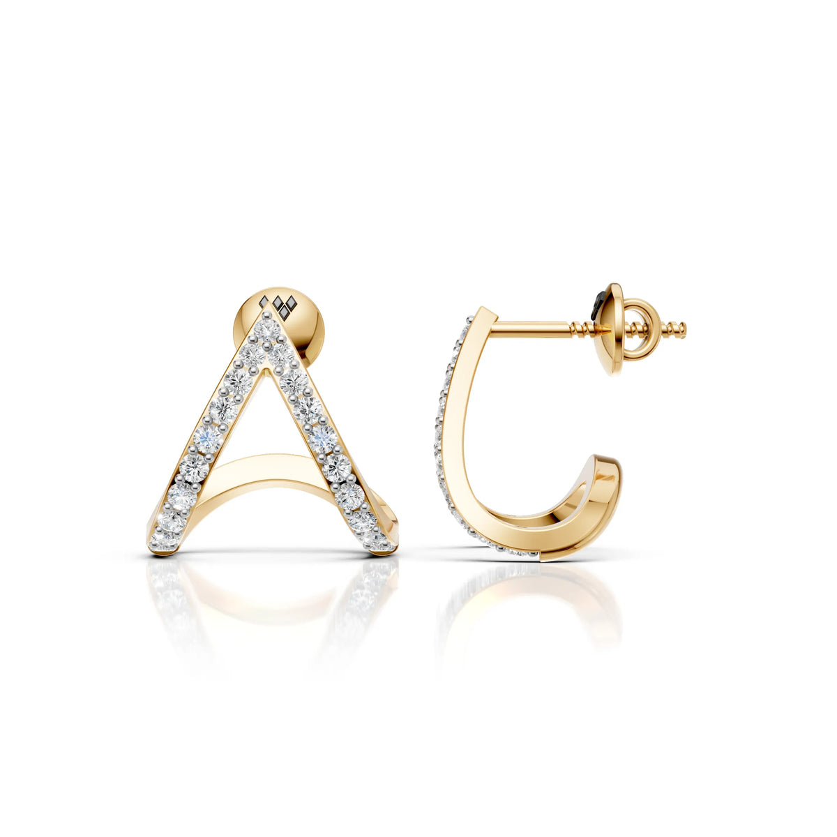 Triangle Diamond Open Hoop Earring