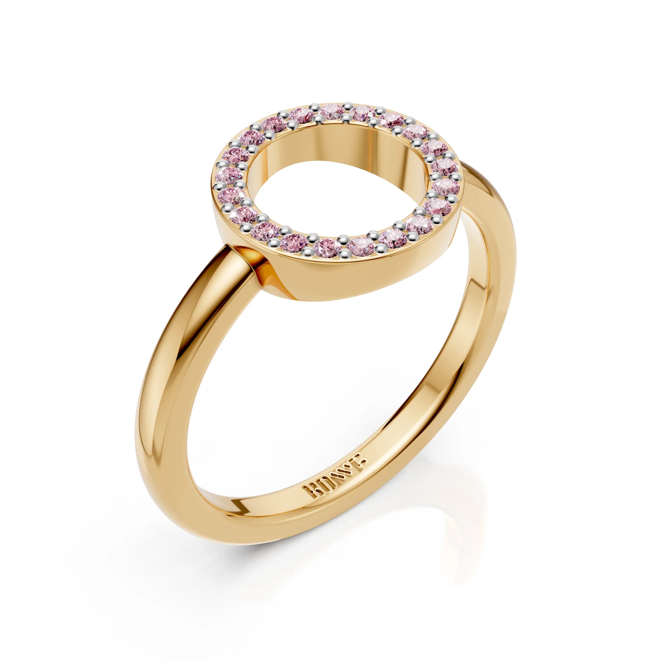 Pink Diamond Circle Halo Ring