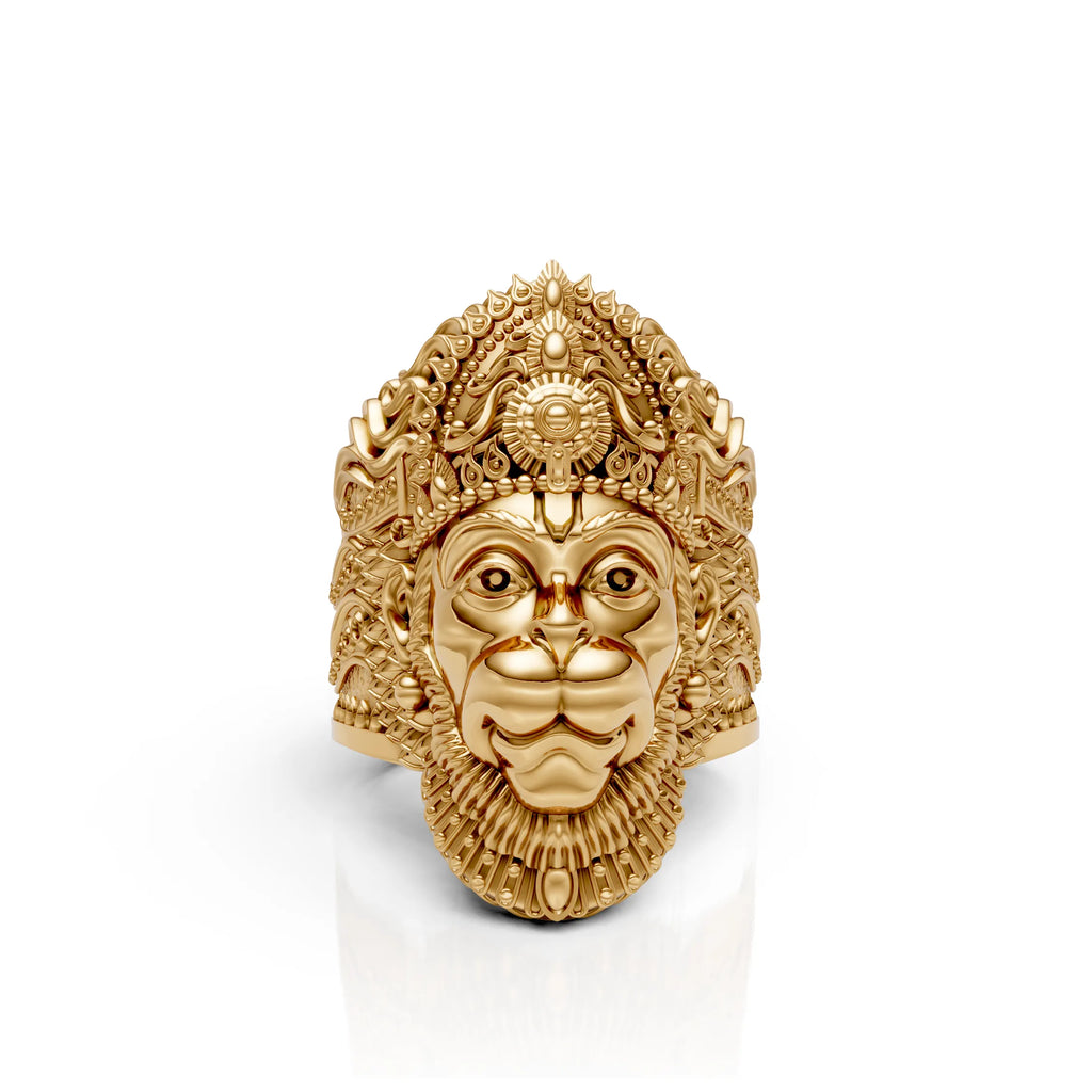 Antique Finish Hanuman Ring With “राम” Engraving