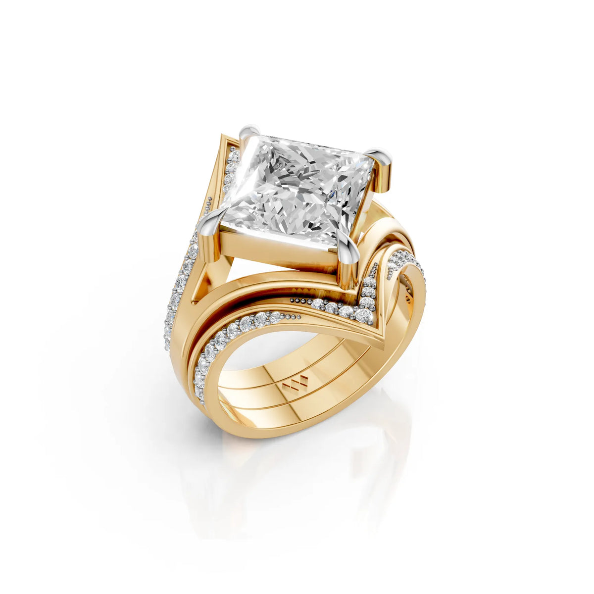 Royal Princess Cut Diamond Ring Set