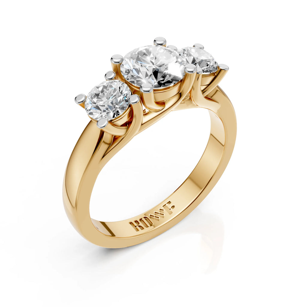 Elegant Round Cut Three Stone Diamond Ring