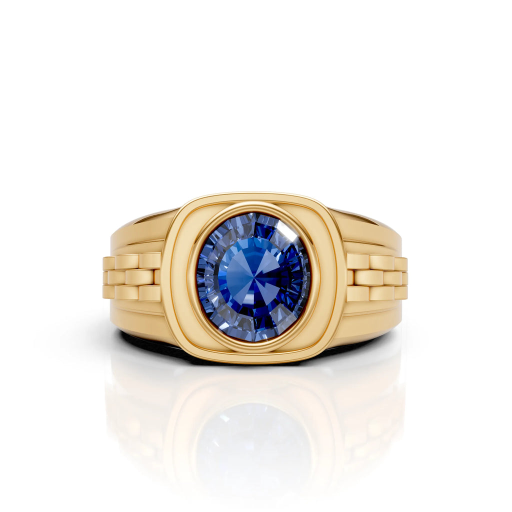 Silver Ring with Blue CZ Diamond