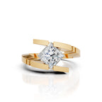 Modern Princess Cut Solitaire Ring with Open Split Band Design