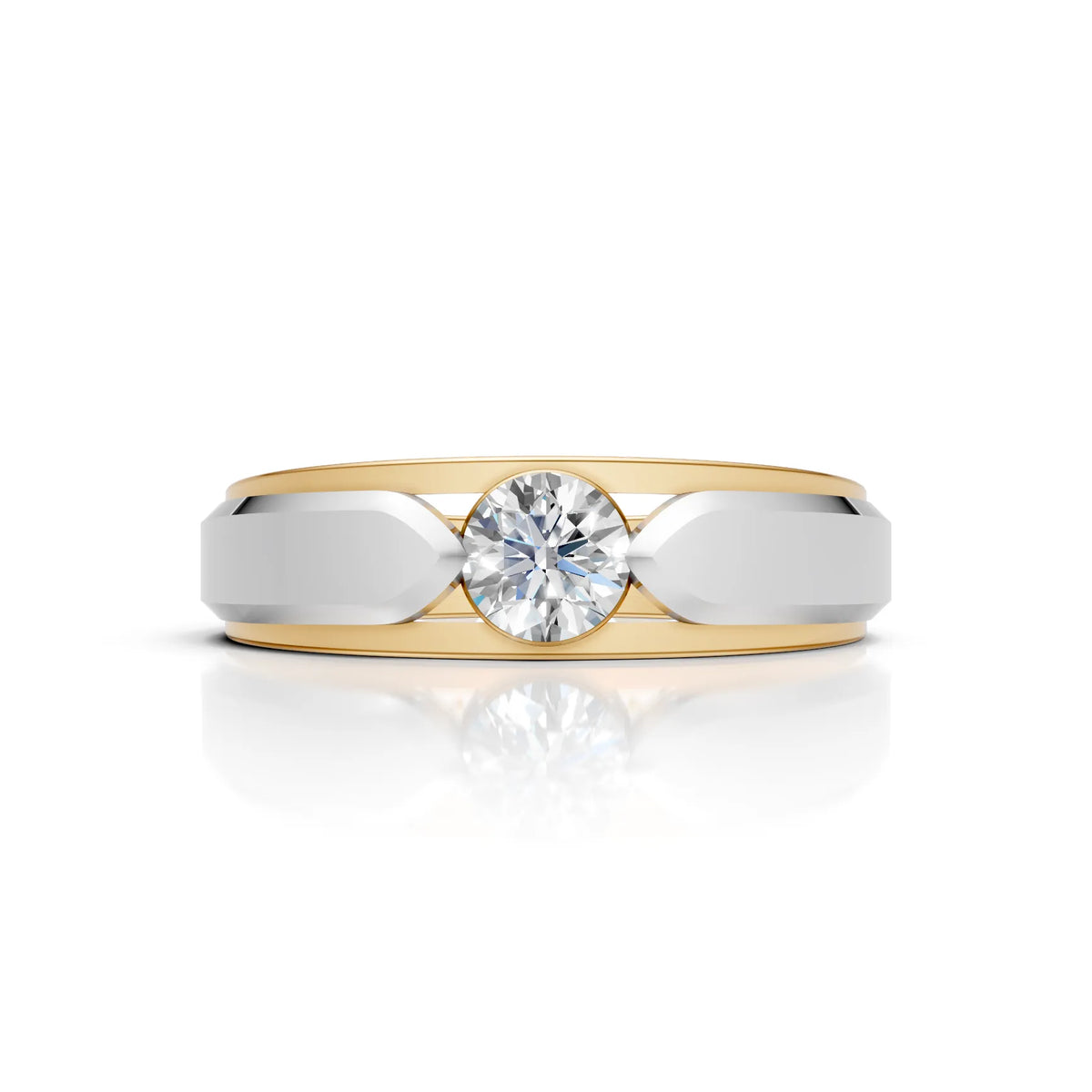 Two-Tone Solitaire Band Ring
