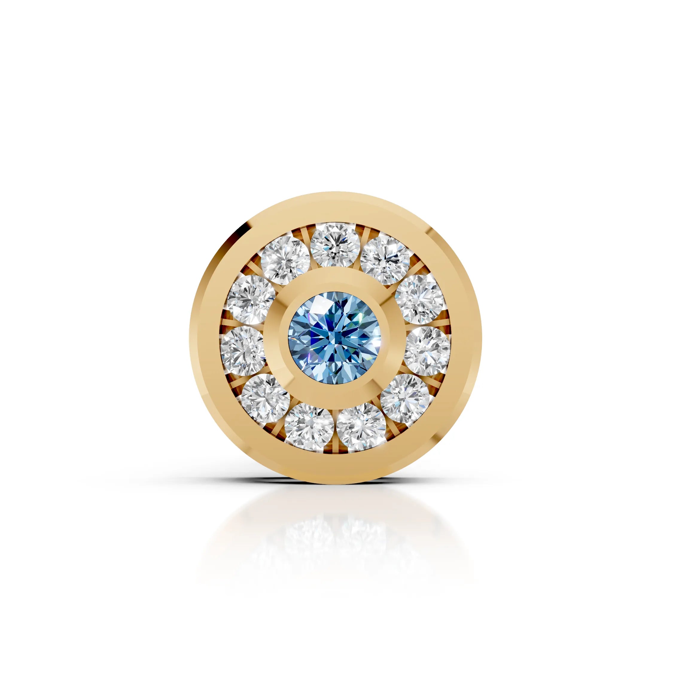 Blue Center Halo Diamond Stud