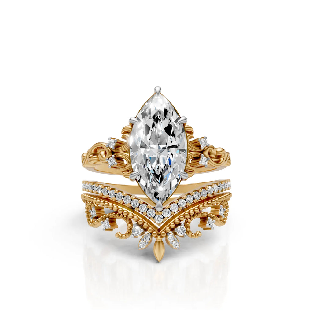 Royal Marquise Crown Ring Set