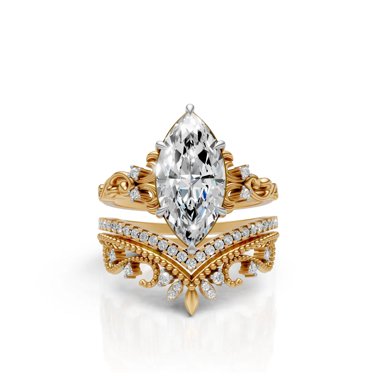 Royal Marquise Crown Ring Set