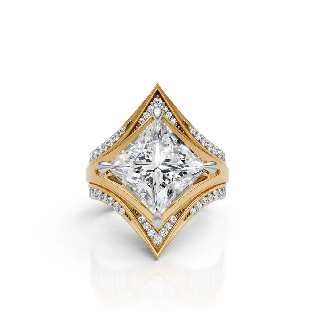Royal Princess Cut Diamond Ring Set