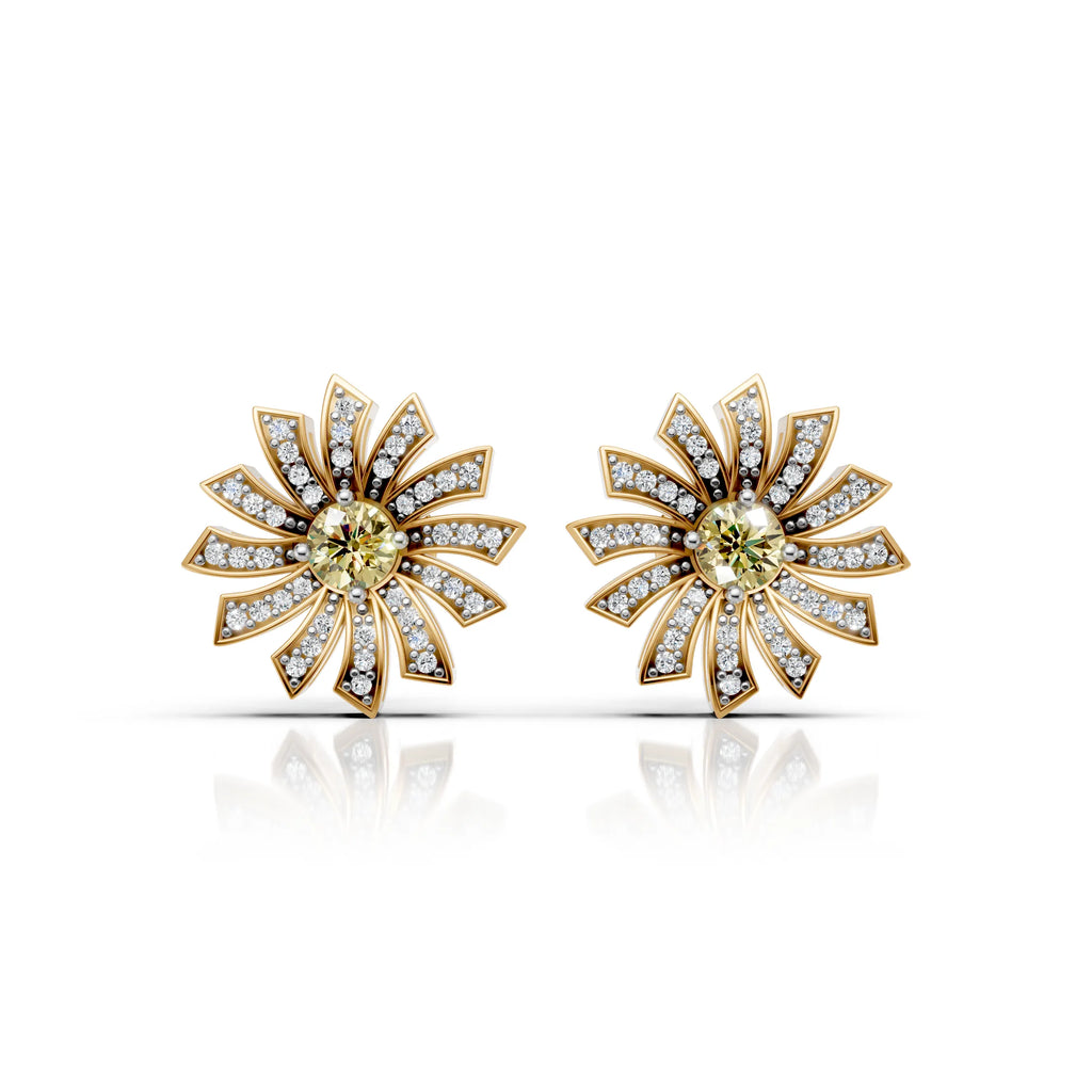 Sunflower Yellow Diamond Earring