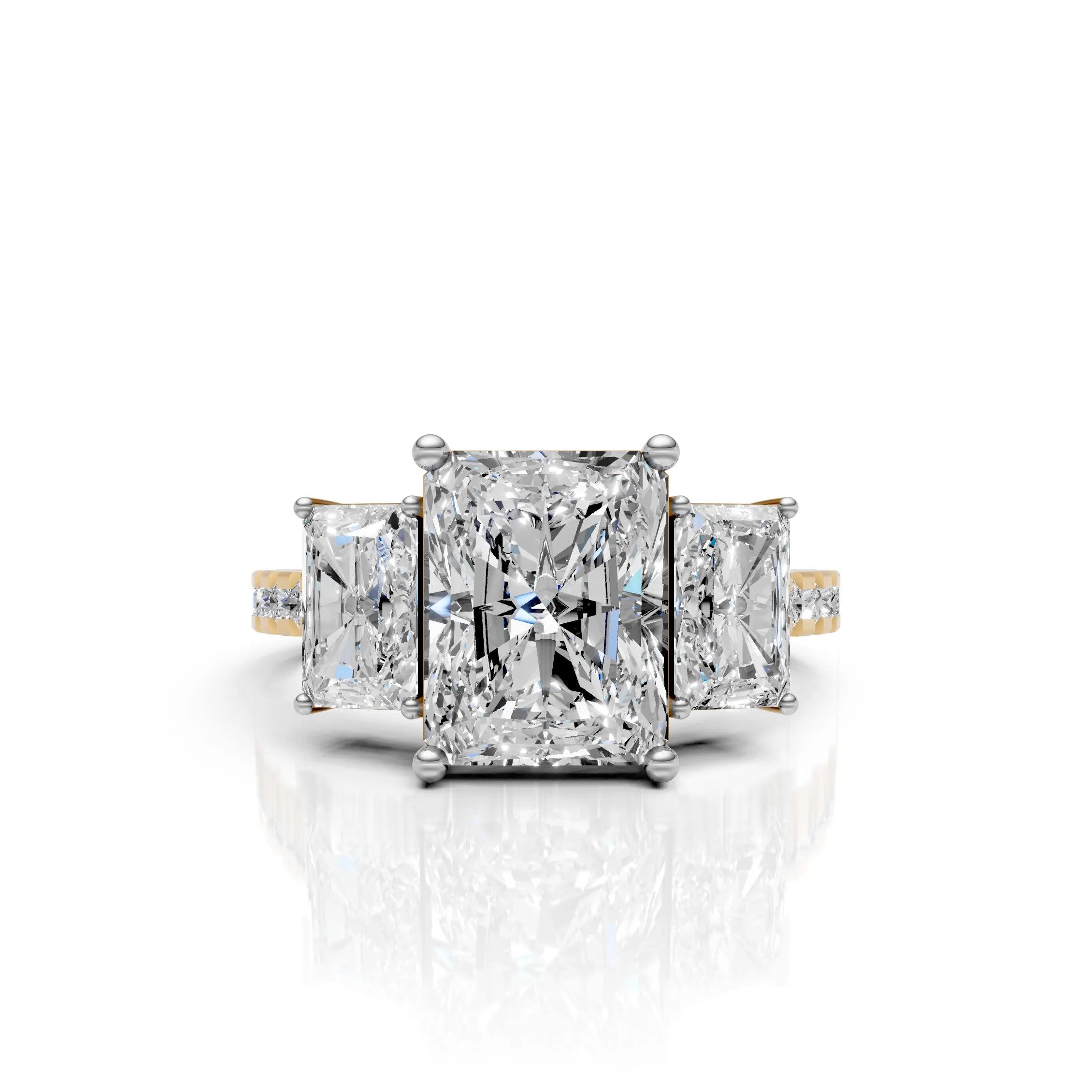 Radiant Cut Three Stone Diamond Ring