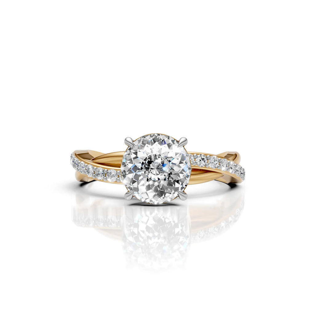Elegant Round Solitaire Twisted Band Ring