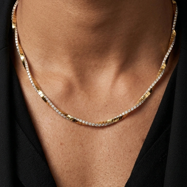 Sculpted Diamond Bar Chain
