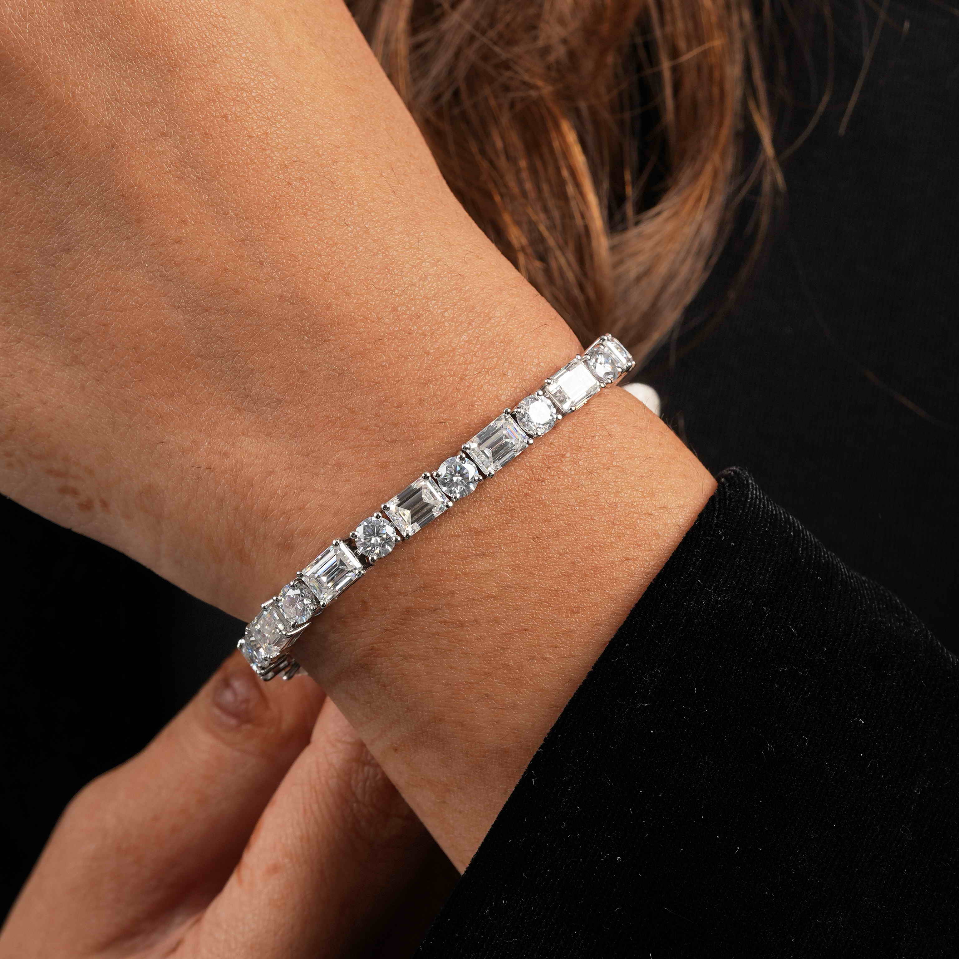 Round & Emerald Shaped Tennis Bracelet