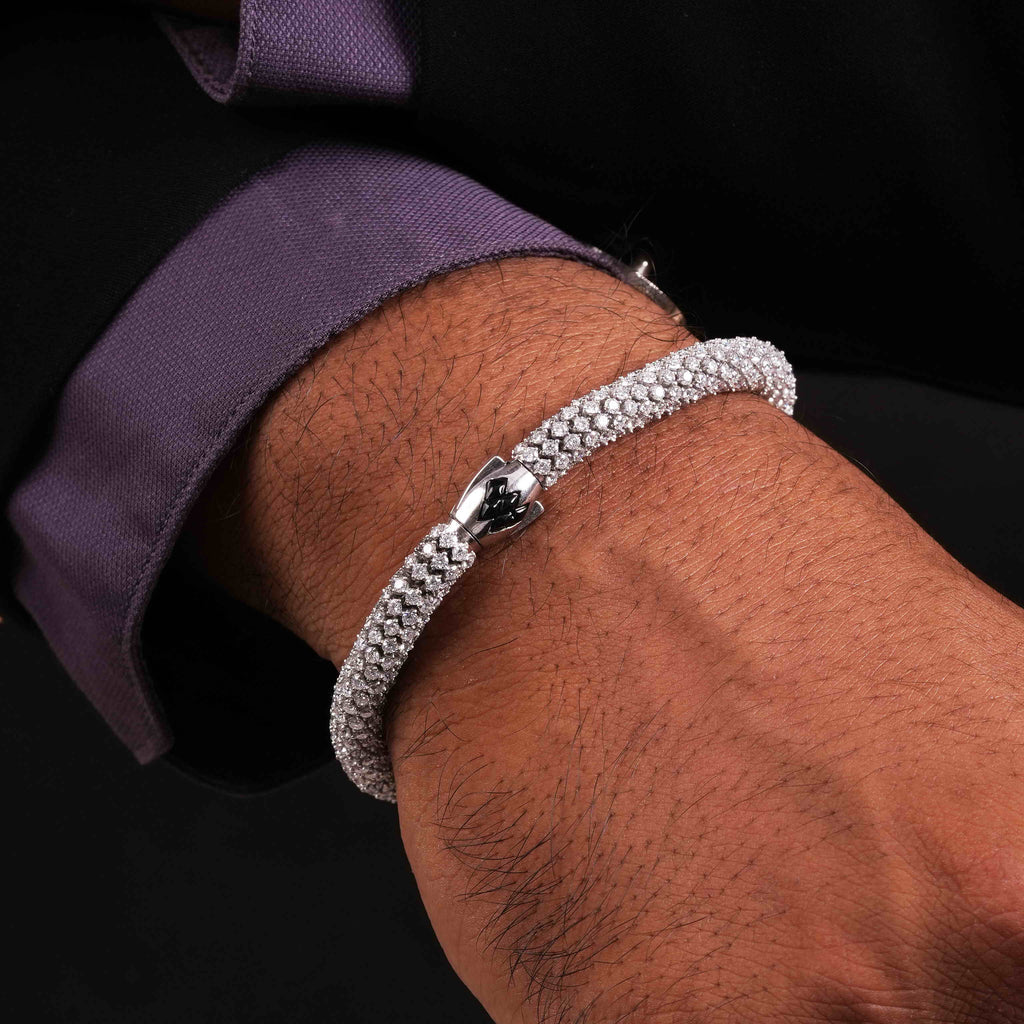 925 Sterling Silver Spiral Rope Bracelet Moissanite Diamond