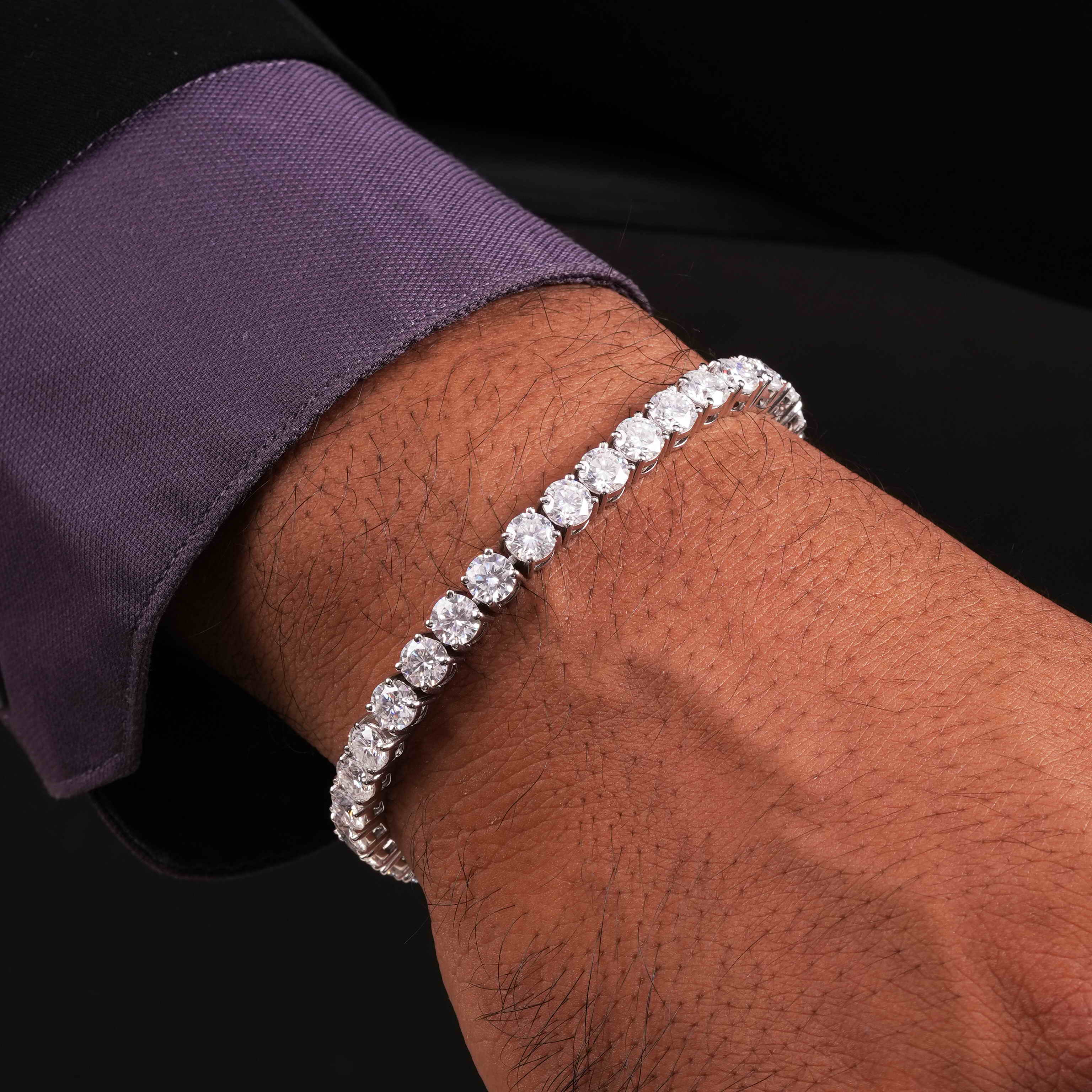 5 MM 925 Sterling Silver Round Shaped Moissanite Diamond Tennis Bracelet