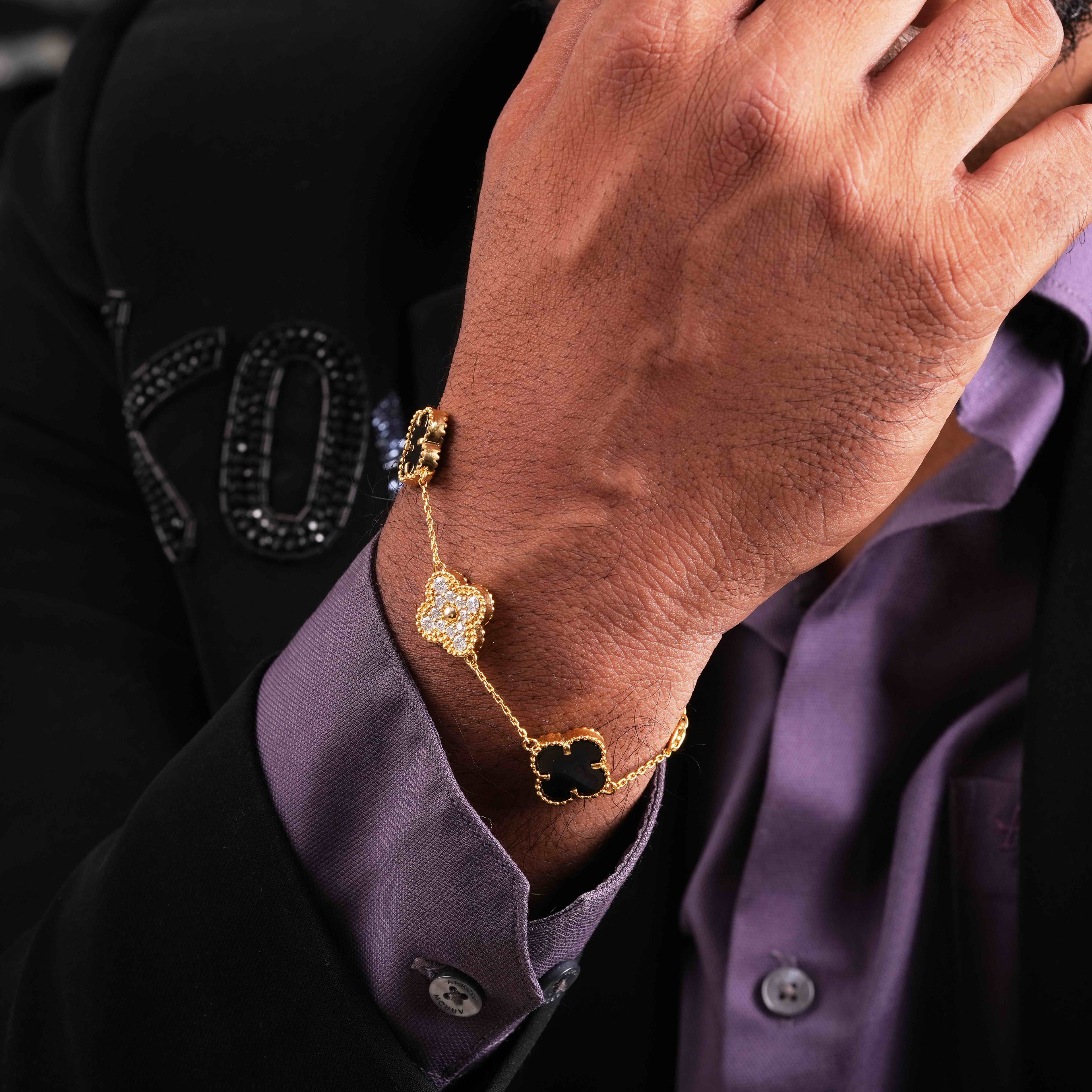 Black Malachite Flower Bracelet – Nature-Inspired Elegance