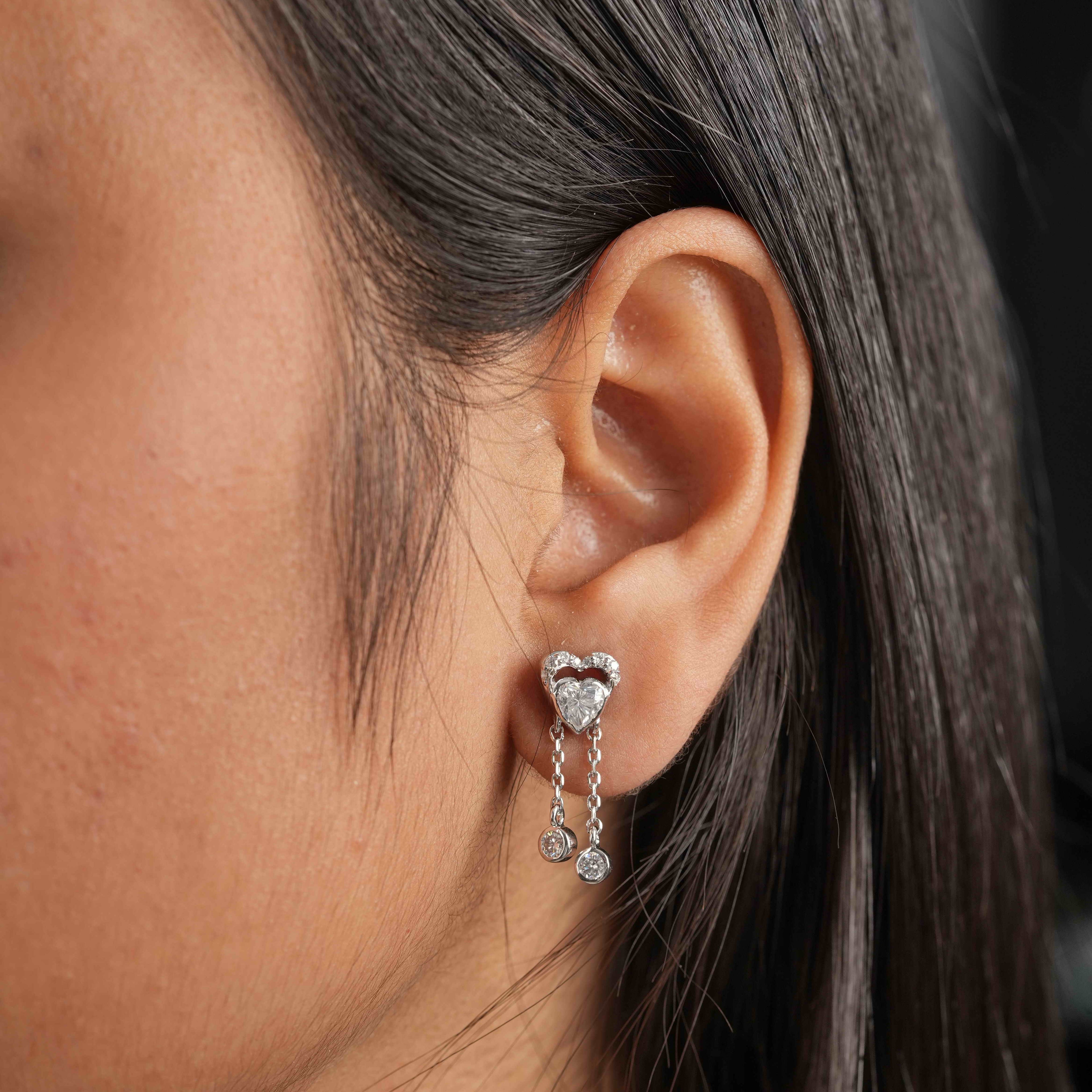 Heart Shaped with Hanging Earring ( 1 Pair )