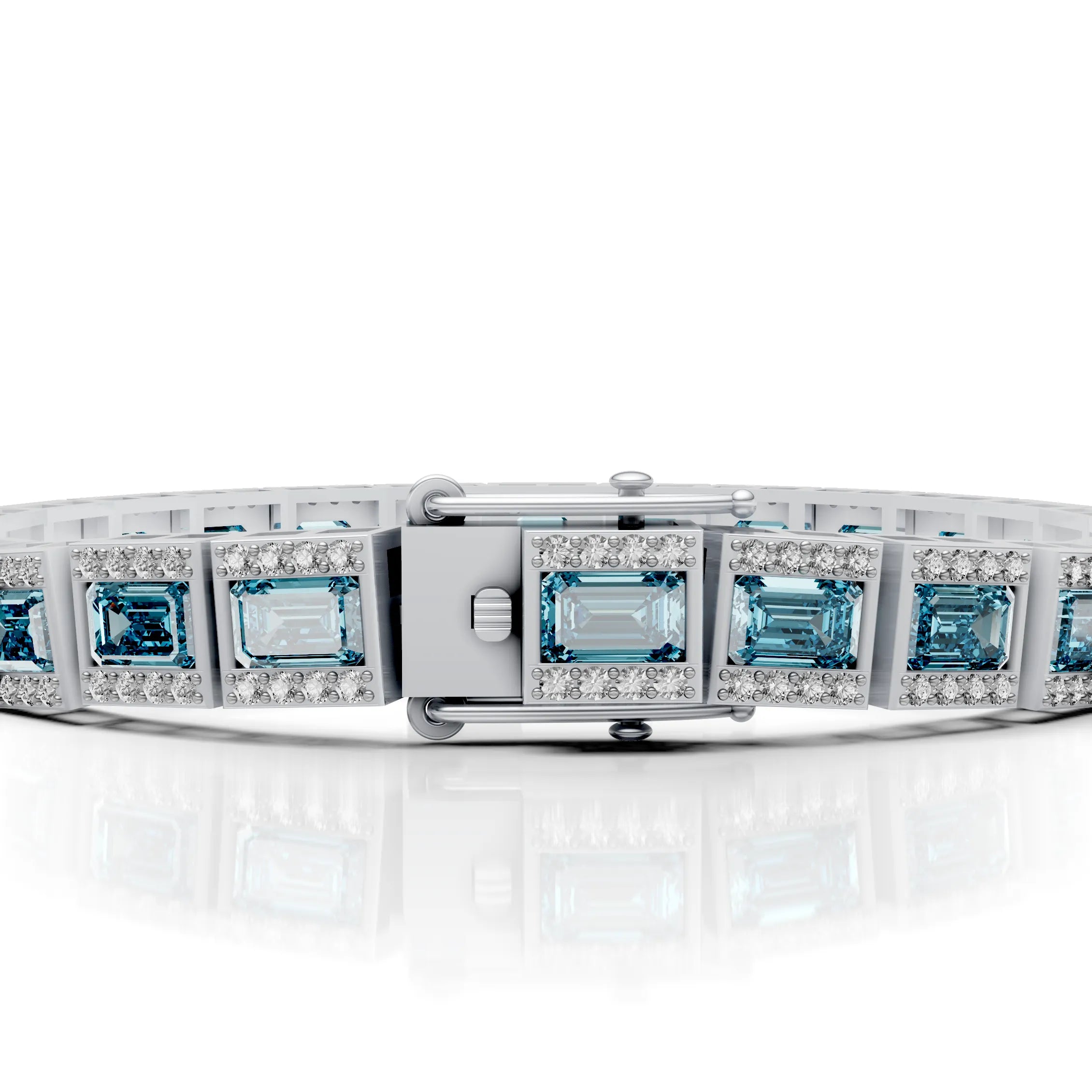 Regal Blue Duostone Emerald Tennis Bracelet