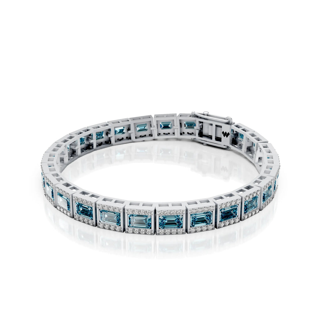 Regal Blue Duostone Emerald Tennis Bracelet