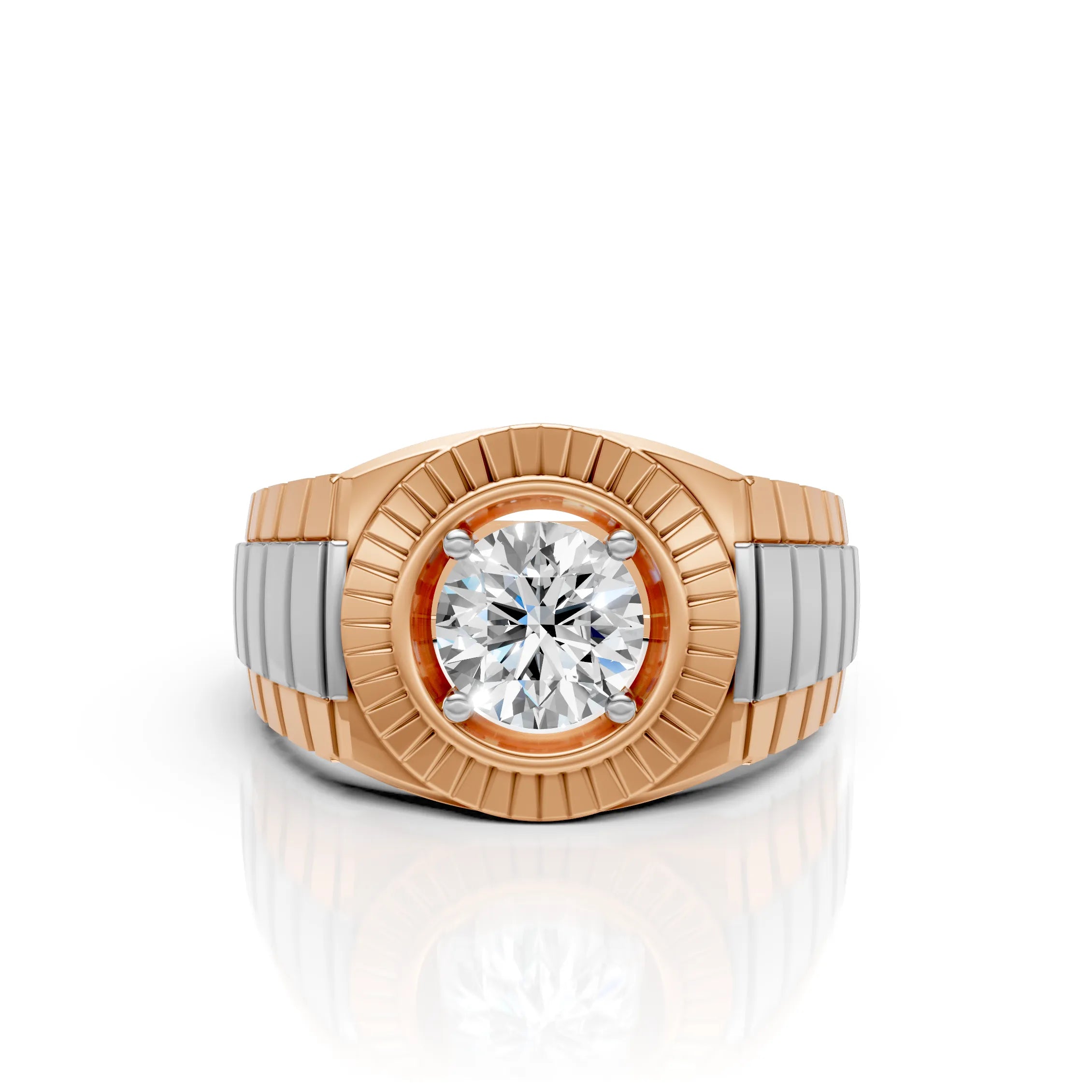 Solitaire Fluted Statement Ring