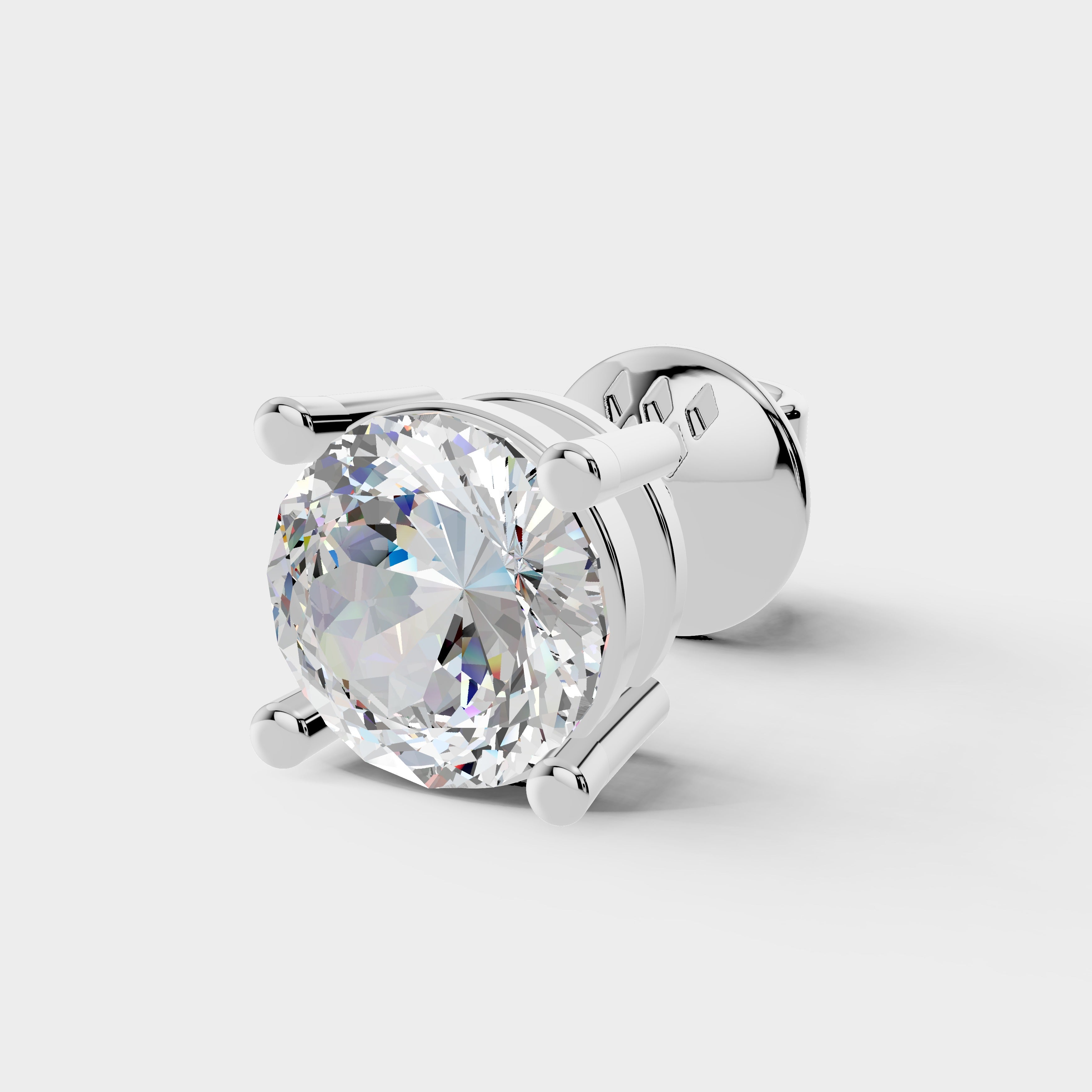 925 Silver Portuguese Cut Moissanite Diamond Earring (1 PC)