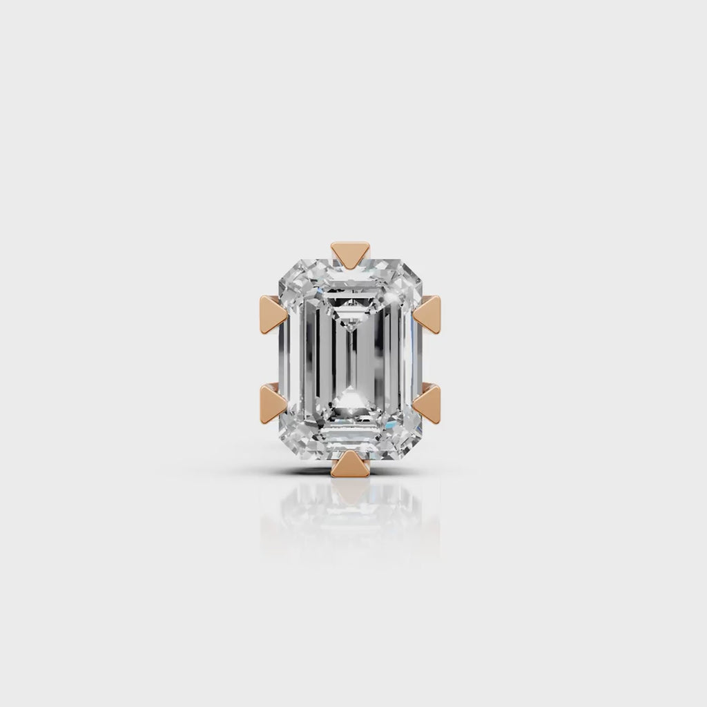 Emerald Cut Six-Prong Diamond Stud (1 PC)